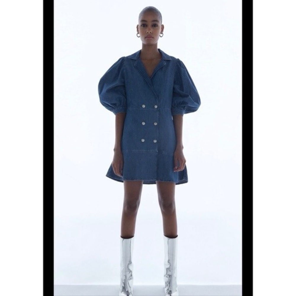 Zara Navy Denim Mini Dress jeans